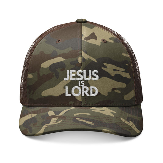 Jesus is Lord Camo Trucker Hat