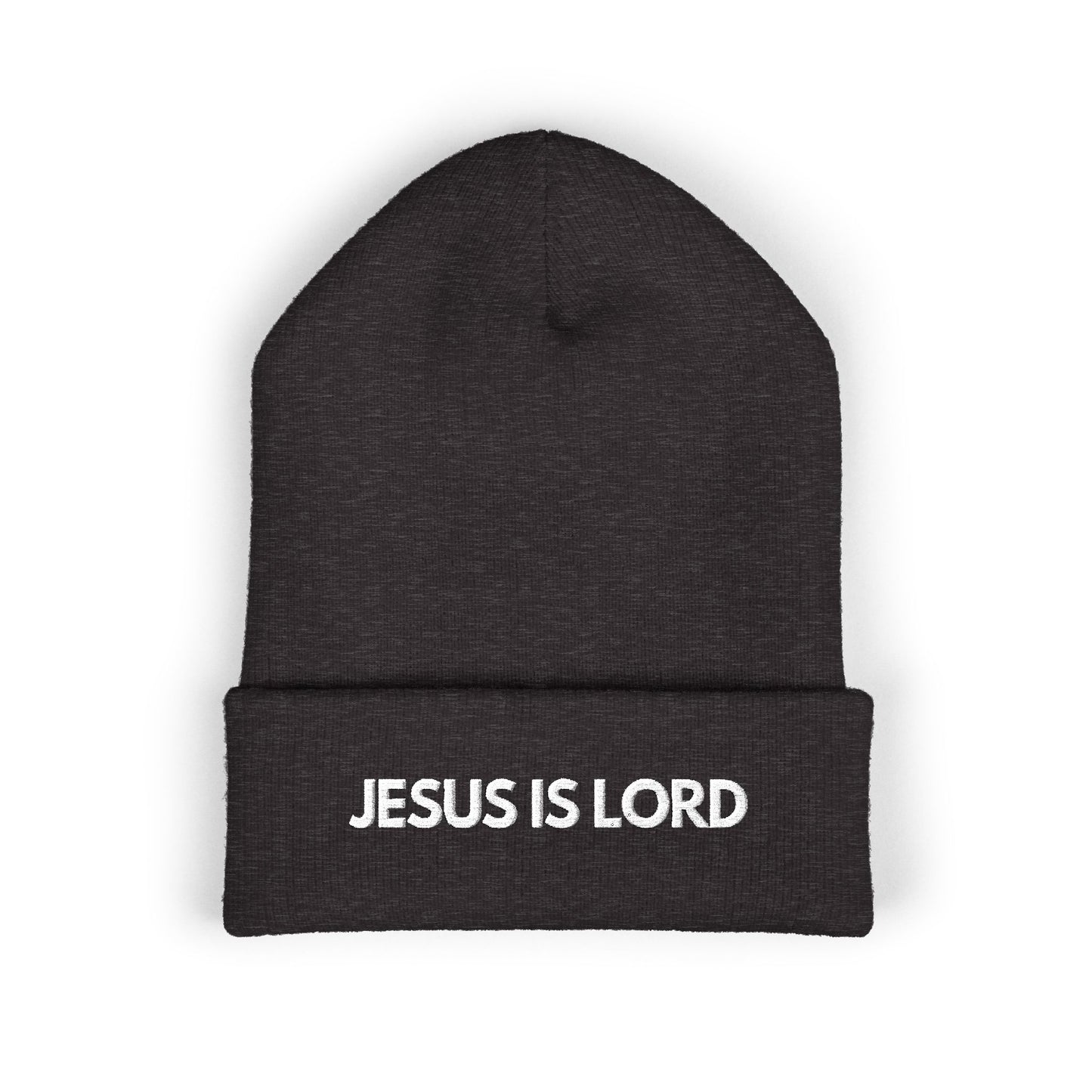 Embroidered “Jesus Is Lord” Cuffed Beanie – Christian Streetwear Hat