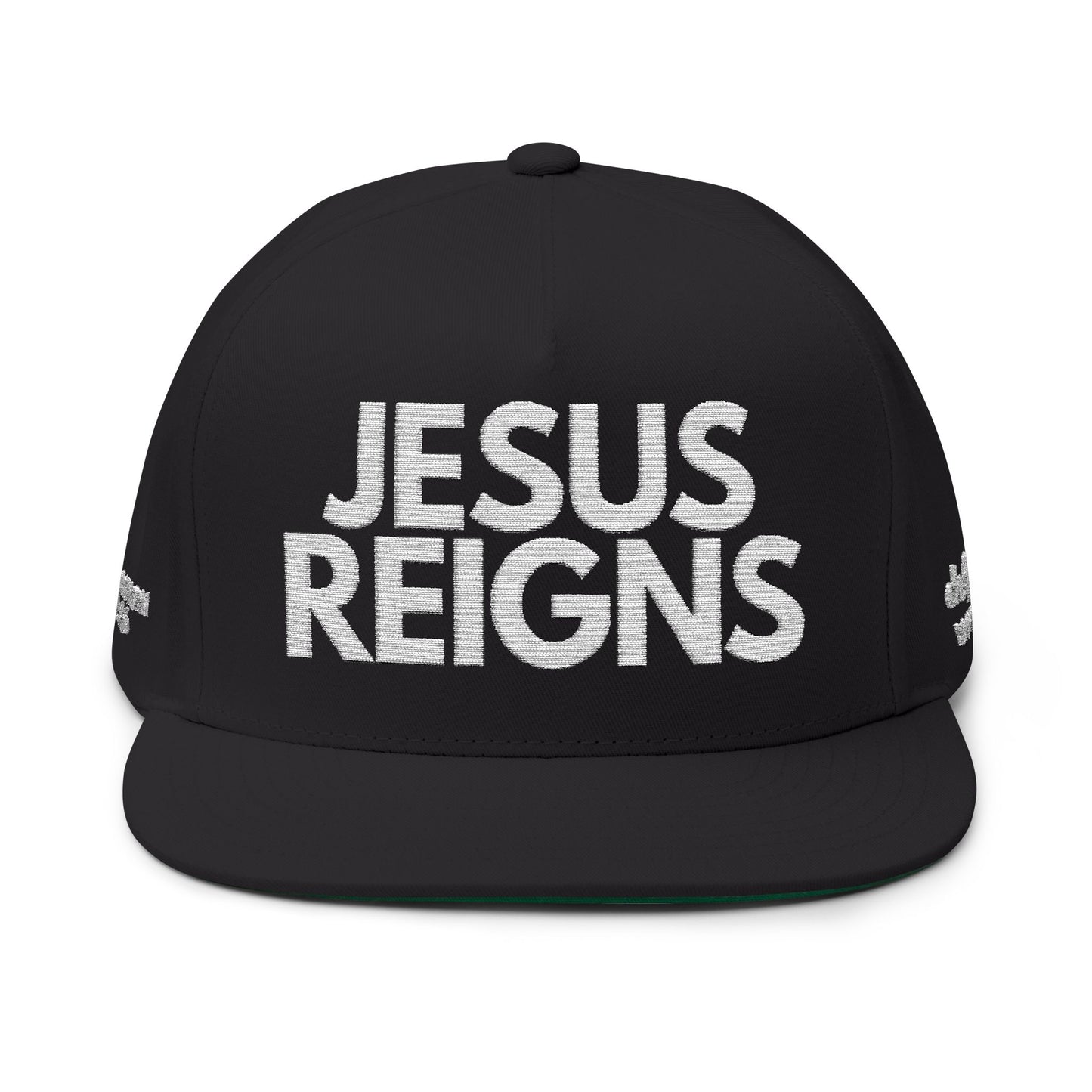 Embroidered Jesus Reigns Snapback Hat