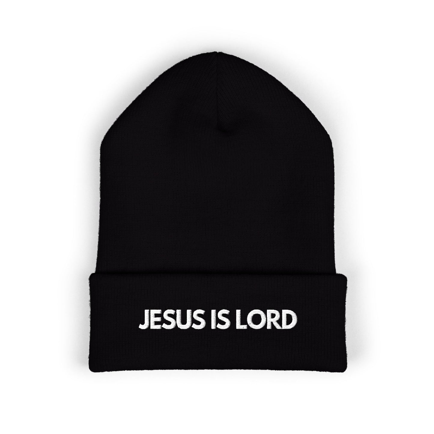 Embroidered “Jesus Is Lord” Cuffed Beanie – Christian Streetwear Hat
