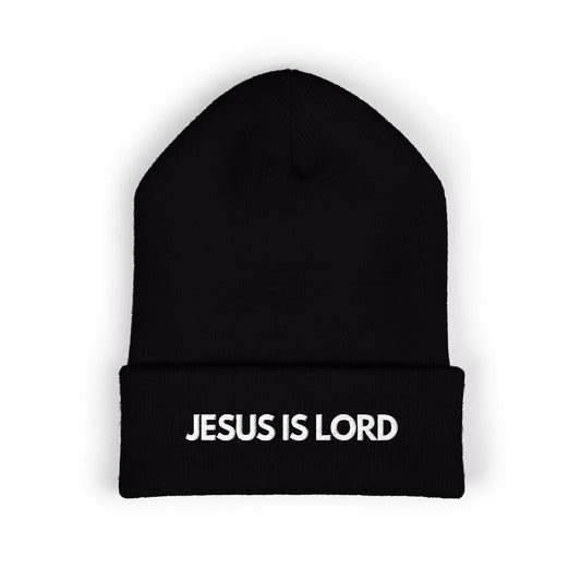 Embroidered “Jesus Is Lord” Cuffed Beanie – Christian Streetwear Hat