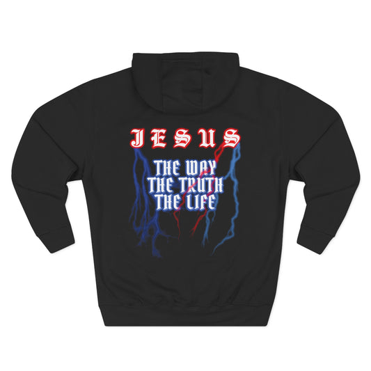 Jesus The Way The Truth The Life Lightning Graphic Christian Hoodie