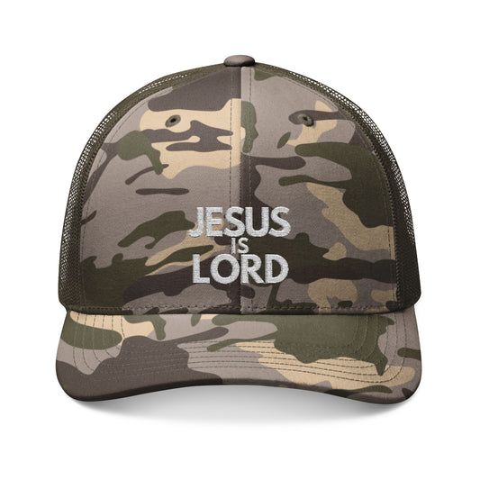 Jesus is Lord Camo Trucker Hat